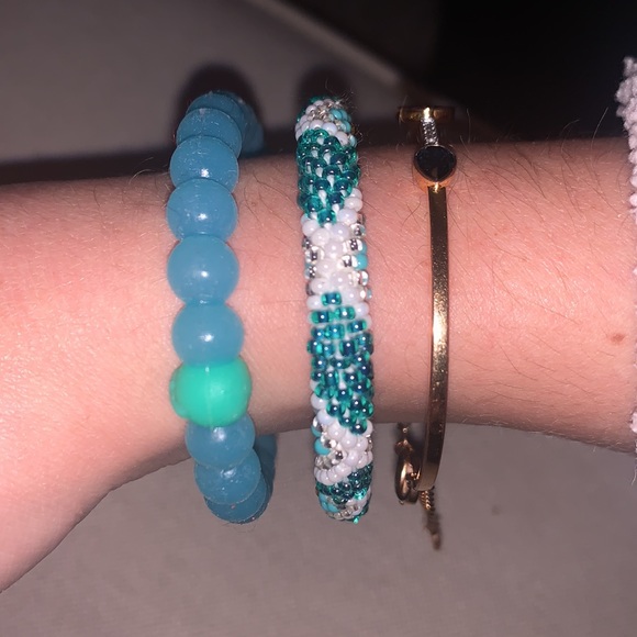 Lokai Ankh Blue Green Grey High Low Bracelet Sz S - Picture 4 of 7